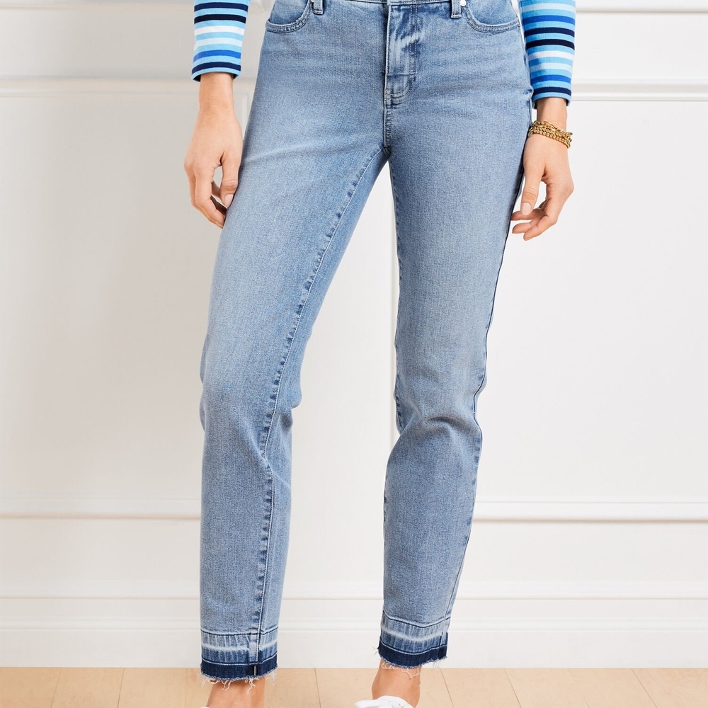 Talbots Women's Light Blue Slim Ankle Raw Hem Jeans